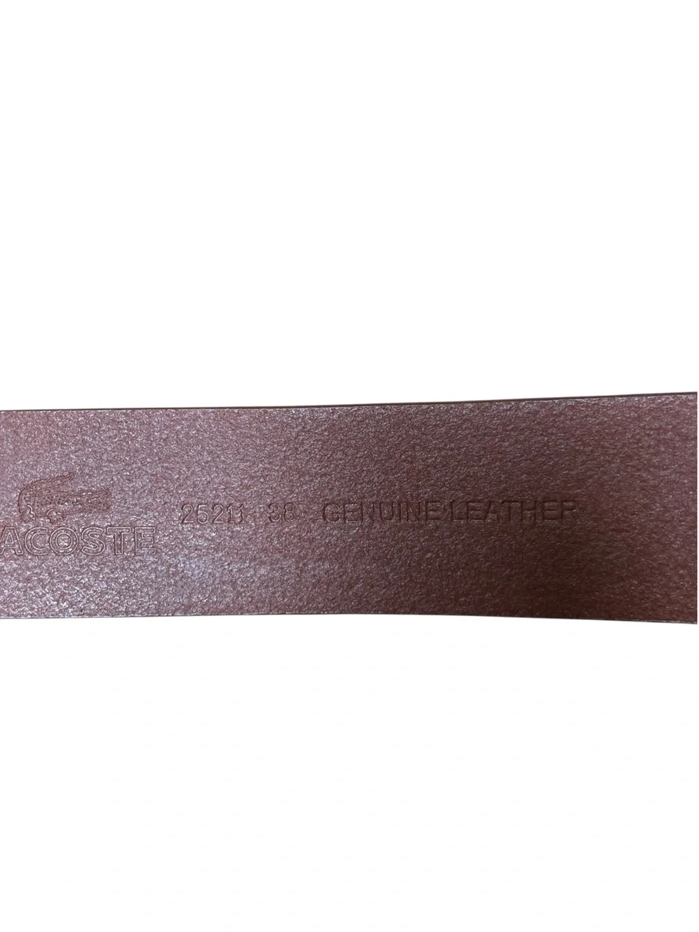 Lacoste Men’s Leather Debossed Logo Wide Brown Belt Sz 38 Large Buckle Alligator
